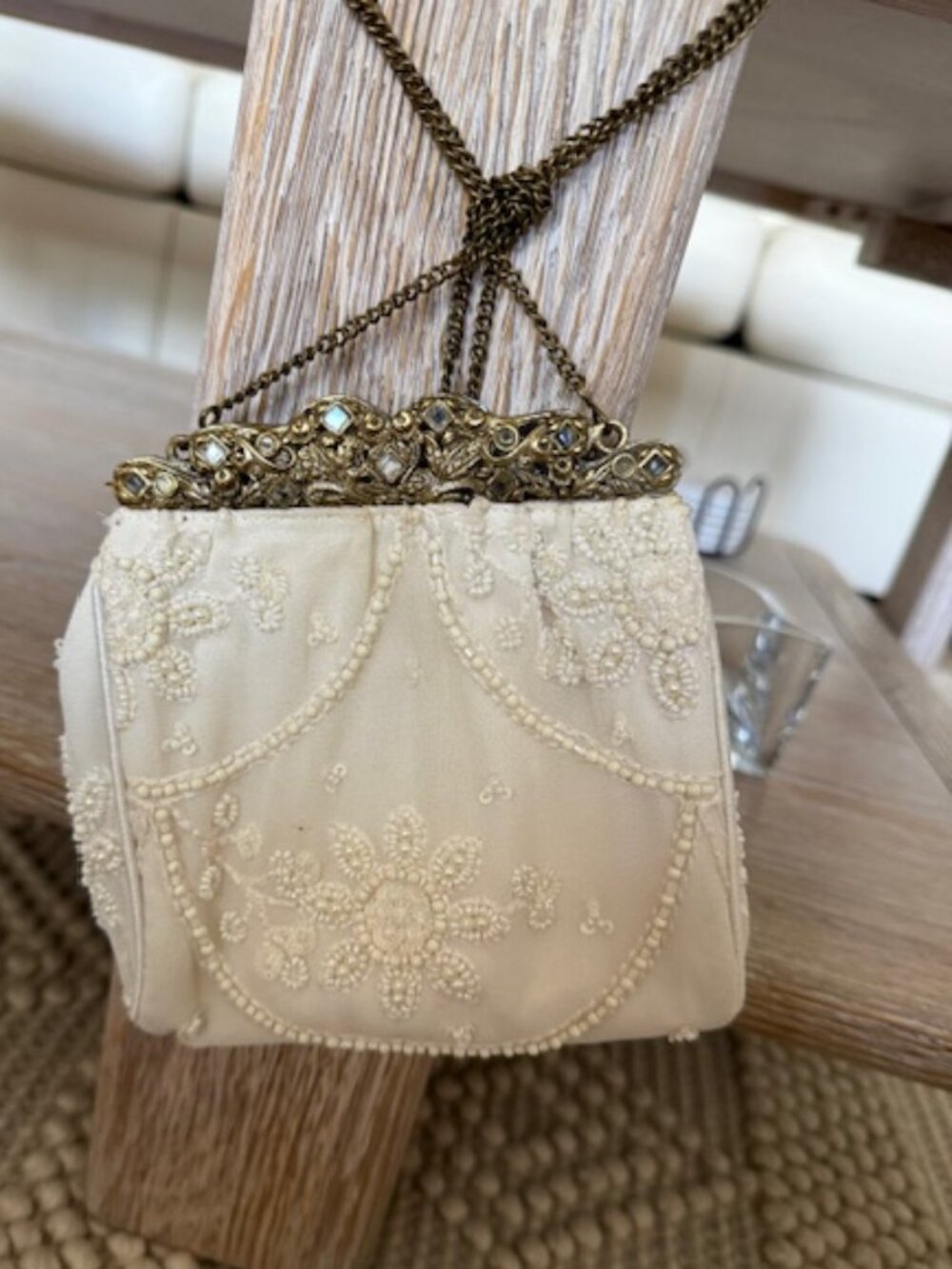 100% Silk Beaded Evening Bag with Magnetic Closure